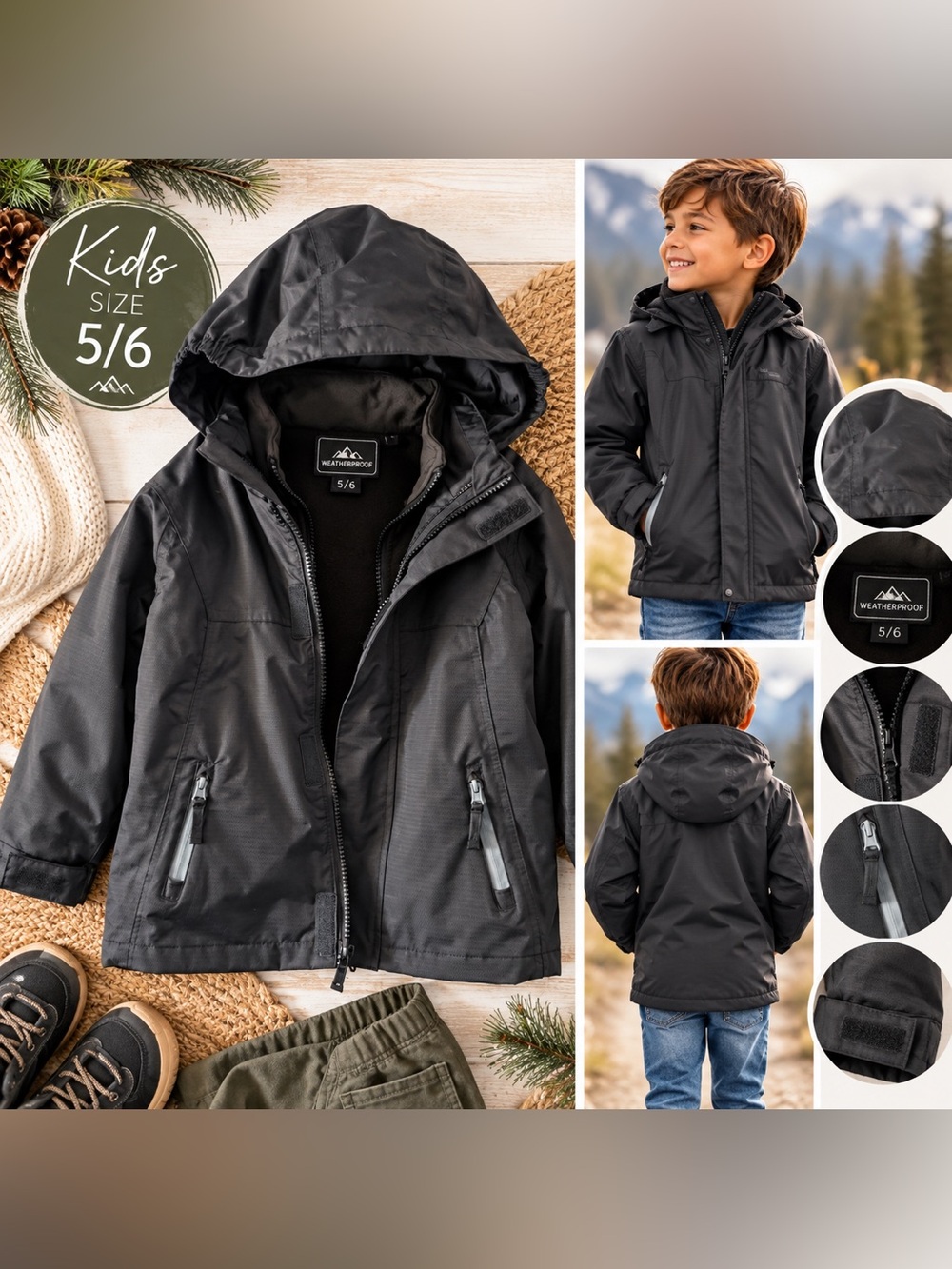 Mountain Warehouse Extreme Kids 3-in-1 Waterproof Jacket Size 5-6 Yrs